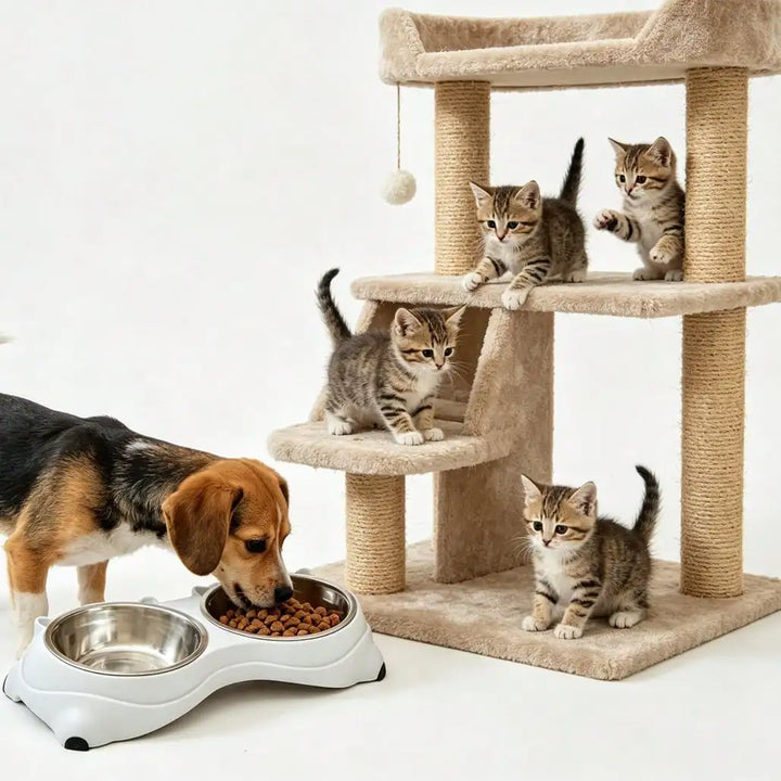 Gray Stainless Steel Dog and Cat Bowl for Travel