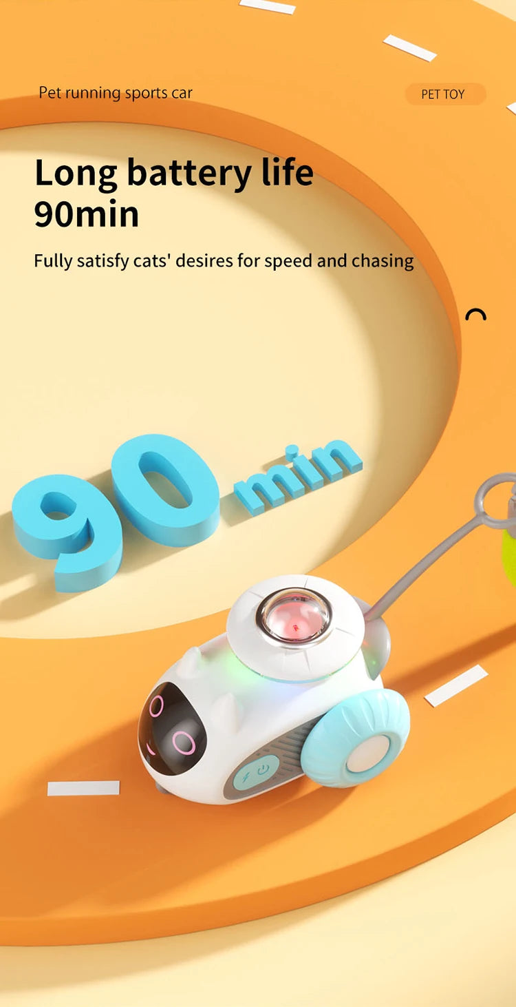 Smart Automatic Cat Toy Car with Feather Teaser
