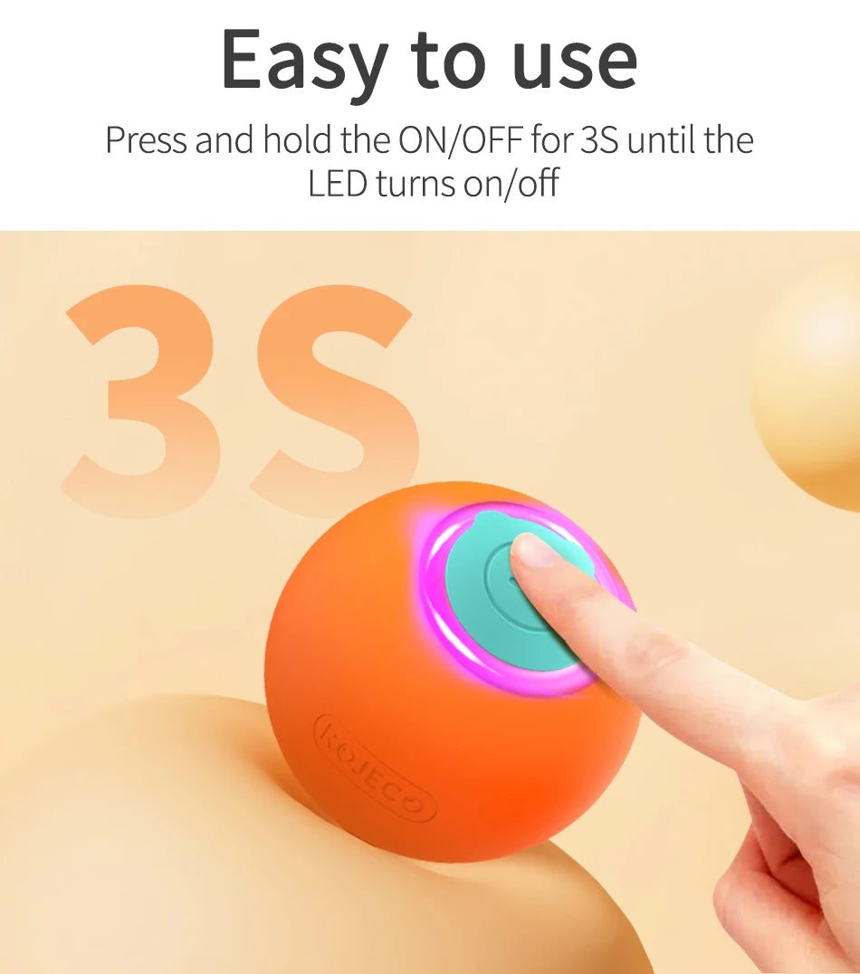 ROJECO Automatic Bouncing Ball Cat Toy with LED Lights
