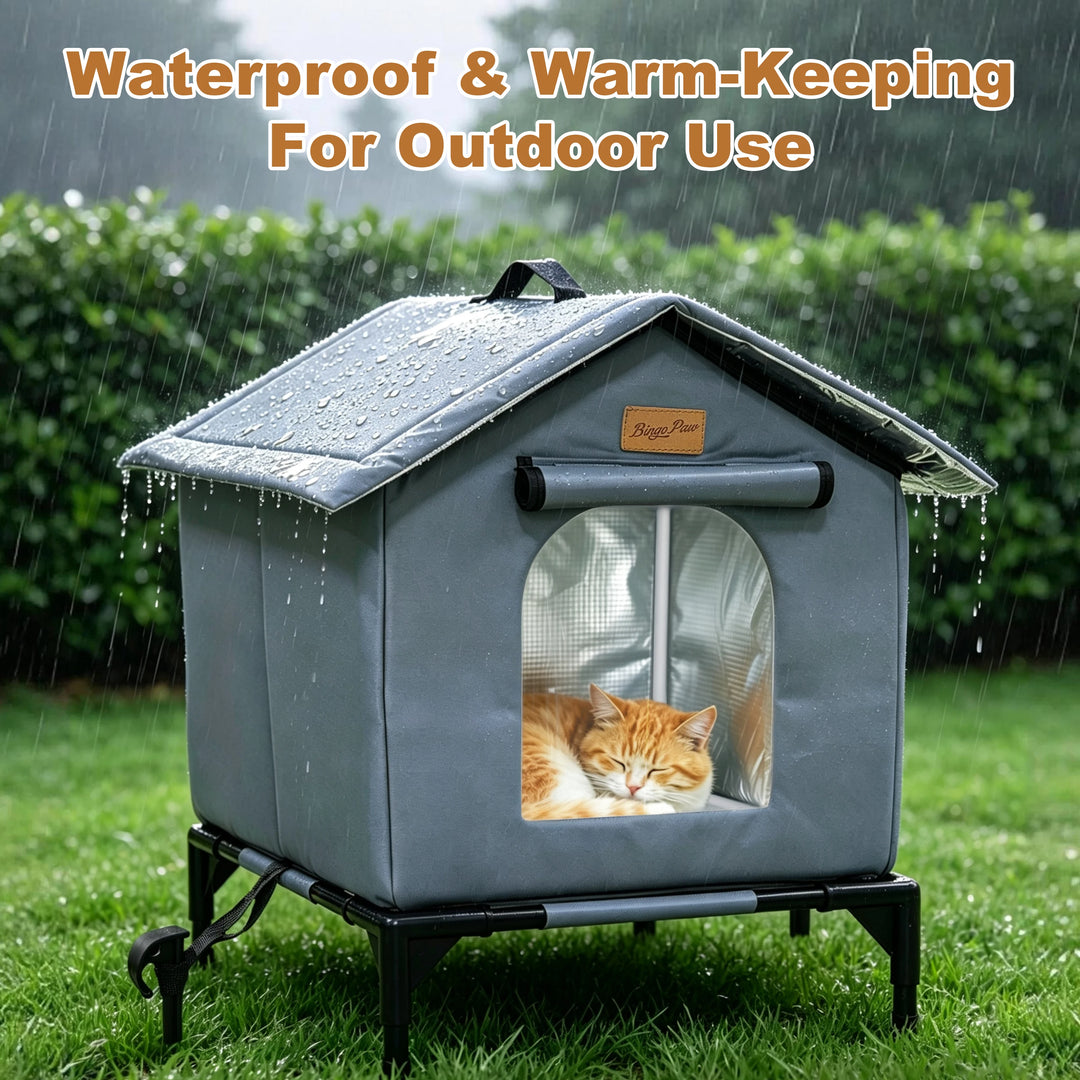BingoPaw Insulated Outdoor Cat House Waterproof Shelter