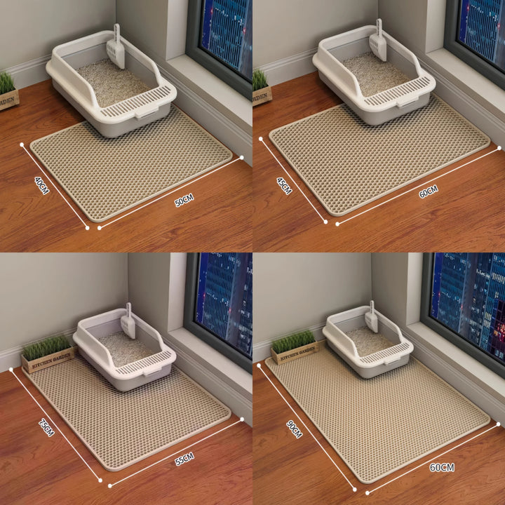 Large Waterproof Cat Litter Mat – Double Layer, Non-Slip, Washable Pad for Litter Boxes