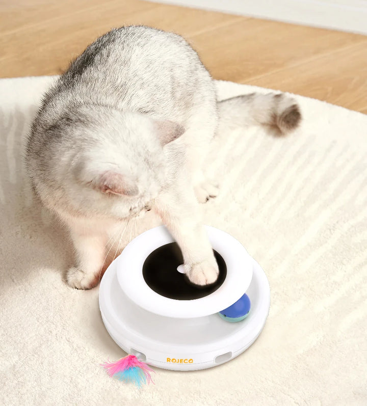 ROJECO 2-in-1 Interactive Cat Feather Ball Toy Set