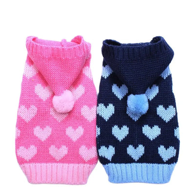 knitted Hoodie With Heart Pattern