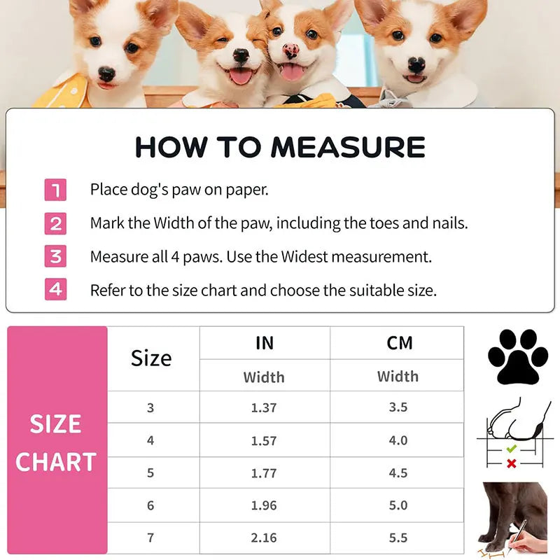 4pcs Waterproof Pet Dog Shoes