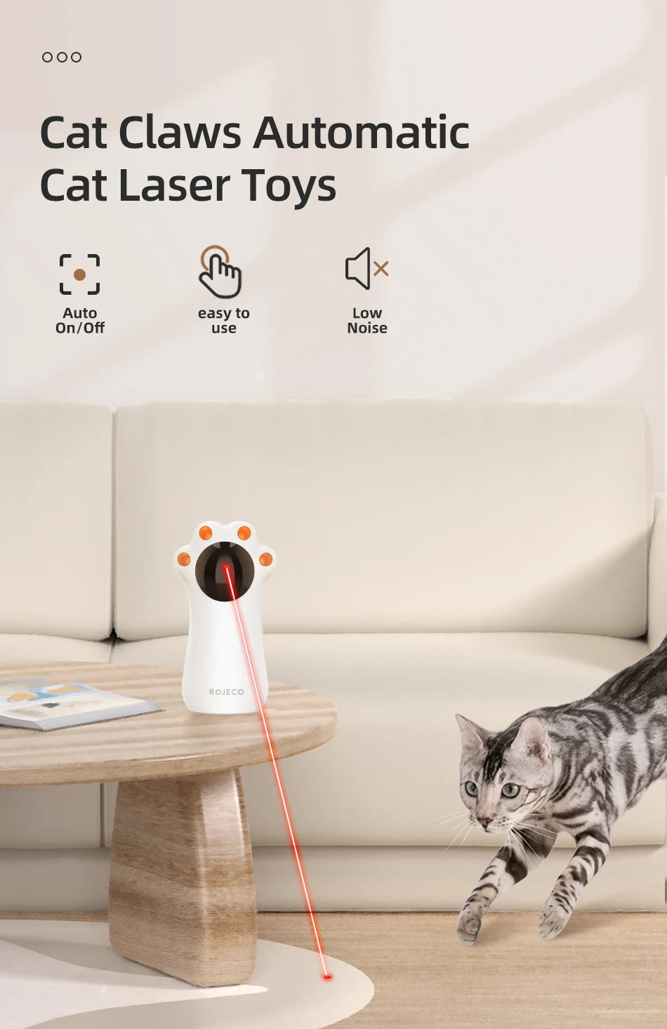 ROJECO Automatic Cat Laser Toy for Indoor Cats