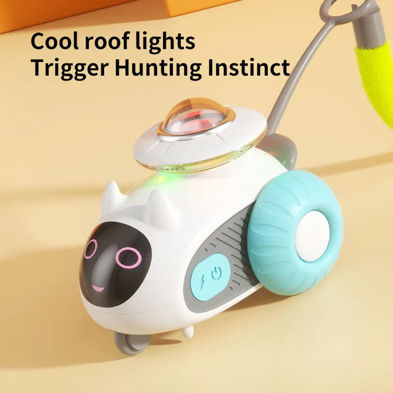 Smart Automatic Cat Toy Car with Feather Teaser
