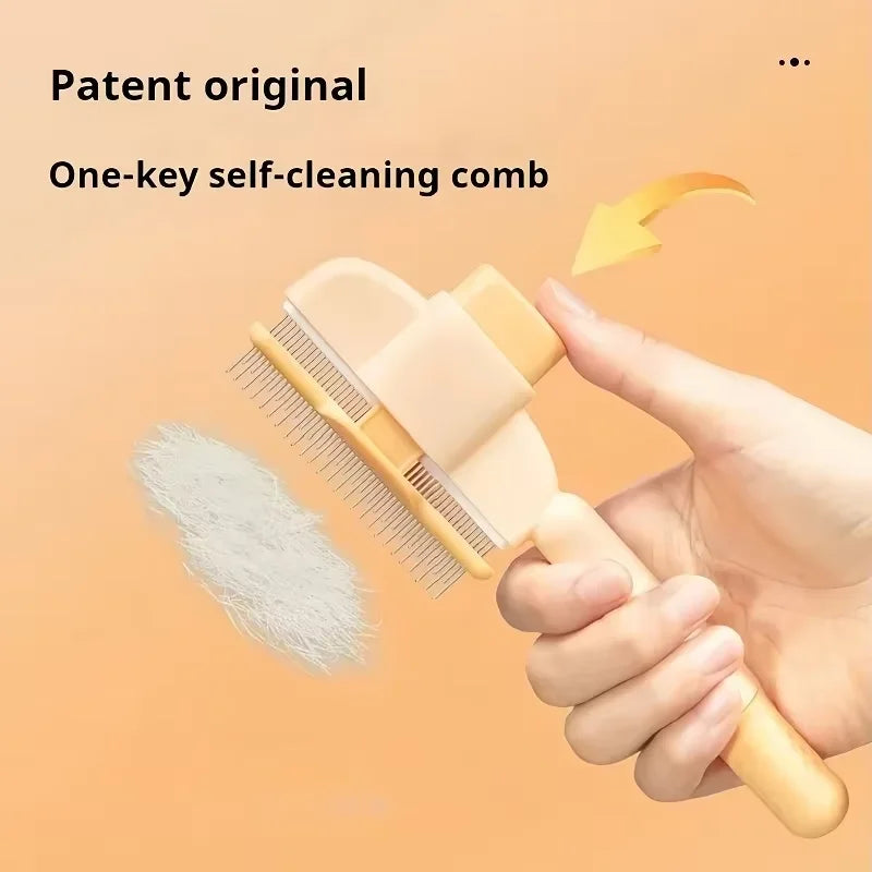 Yellow Self-Cleaning Slicker Brush for Dogs and Cats