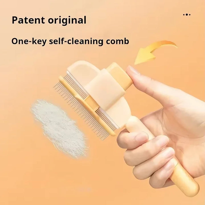 Yellow Self-Cleaning Slicker Brush for Dogs and Cats