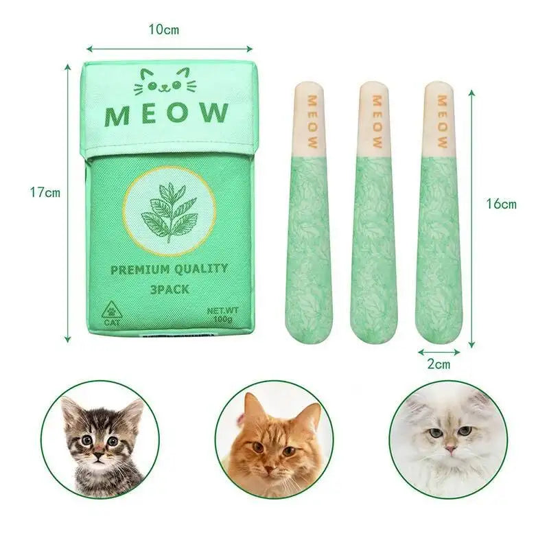 Mint Cigarette Cat Toy Chew Stick for Indoor Cats