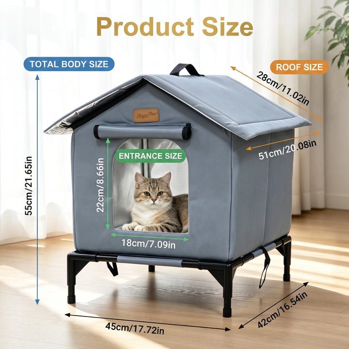 BingoPaw Insulated Outdoor Cat House Waterproof Shelter