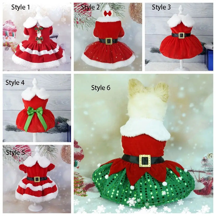 Cute Santa Claus Pet Dress – Soft Breathable Christmas Outfit for Dogs & Cats | Warm Winter Skirt for Puppies & Kittens