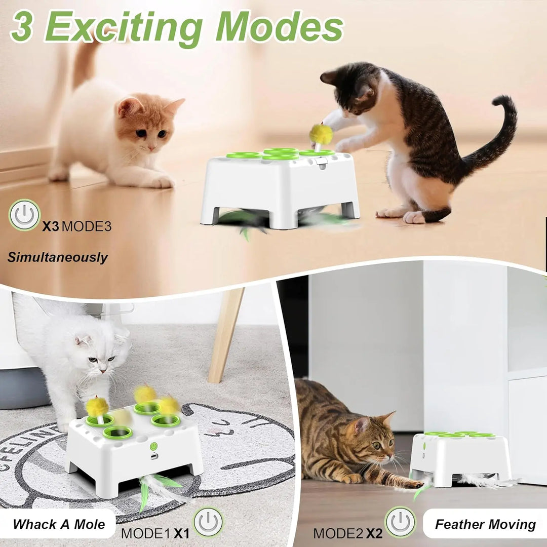 Rechargeable Whack a Mole Interactive Cat Toy for Pets