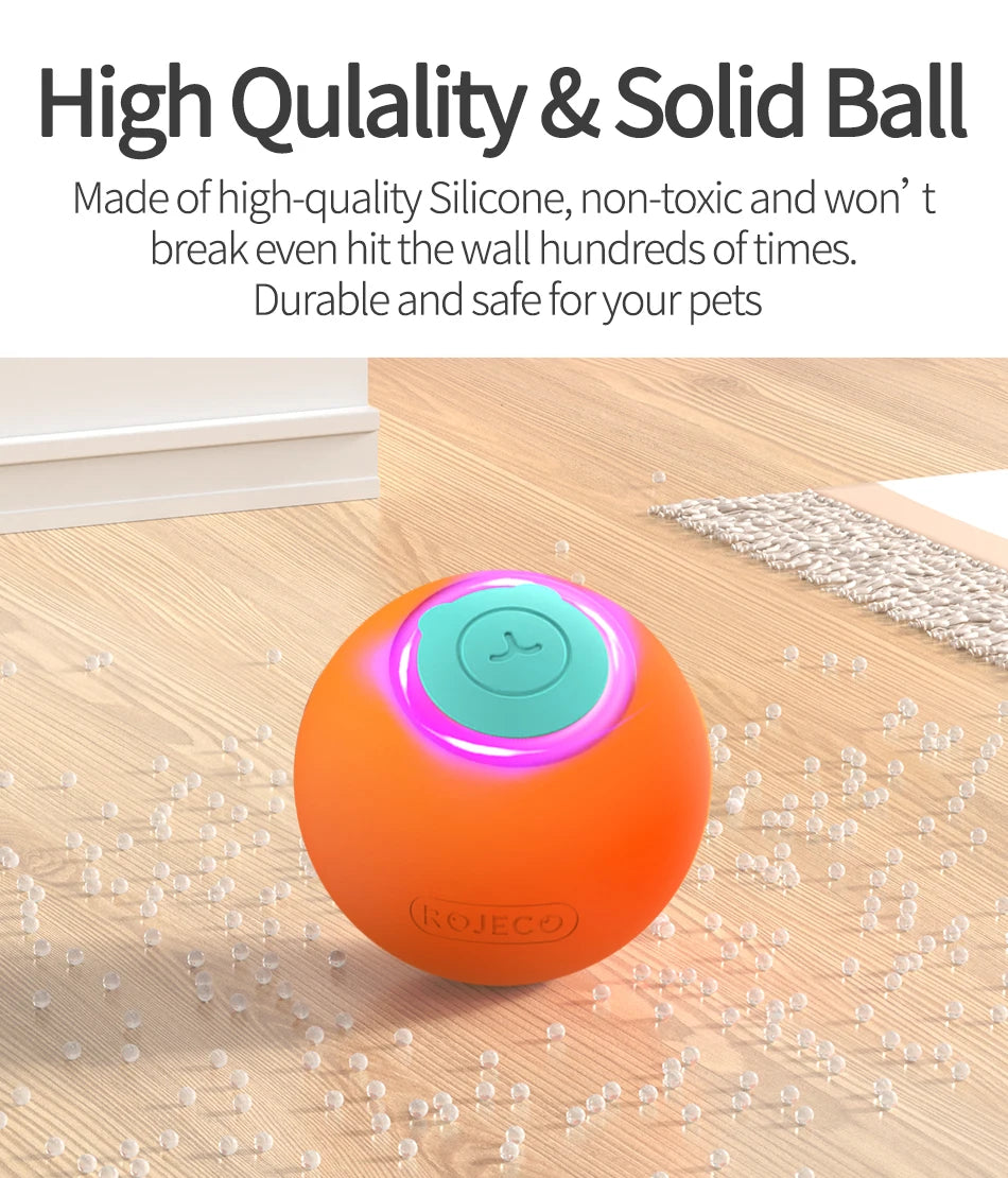 ROJECO Automatic Bouncing Ball Cat Toy with LED Lights