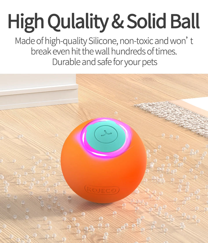 ROJECO Automatic Bouncing Ball Cat Toy with LED Lights