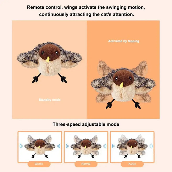 Interactive Flapping Bird Cat Toy with Chirping Sound Sparrow