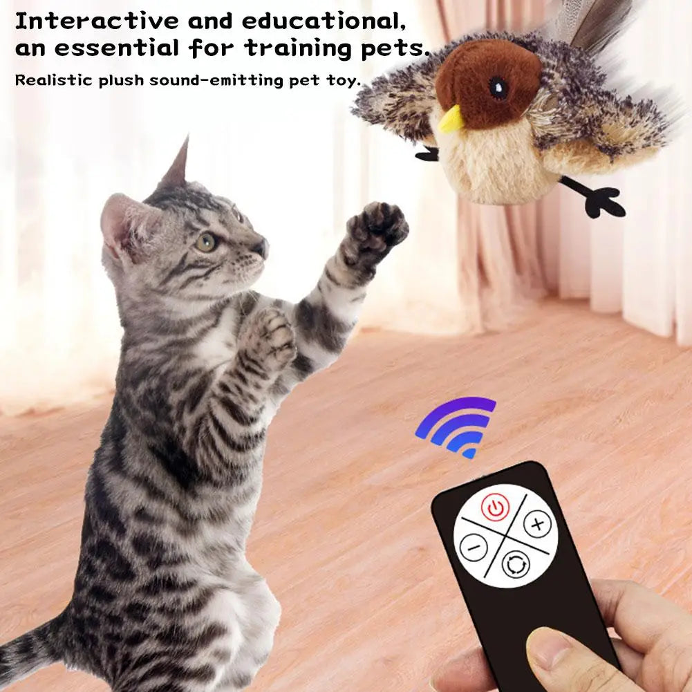 Interactive Flapping Bird Cat Toy with Chirping Sound Sparrow