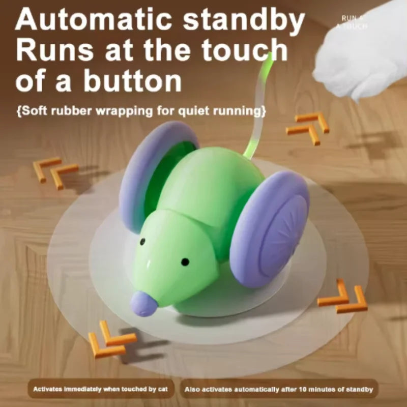 Rechargeable Electric Mouse Cat Toy with Obstacle Avoidance