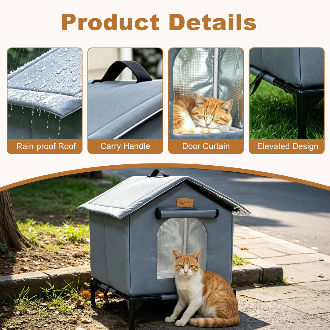 BingoPaw Insulated Outdoor Cat House Waterproof Shelter