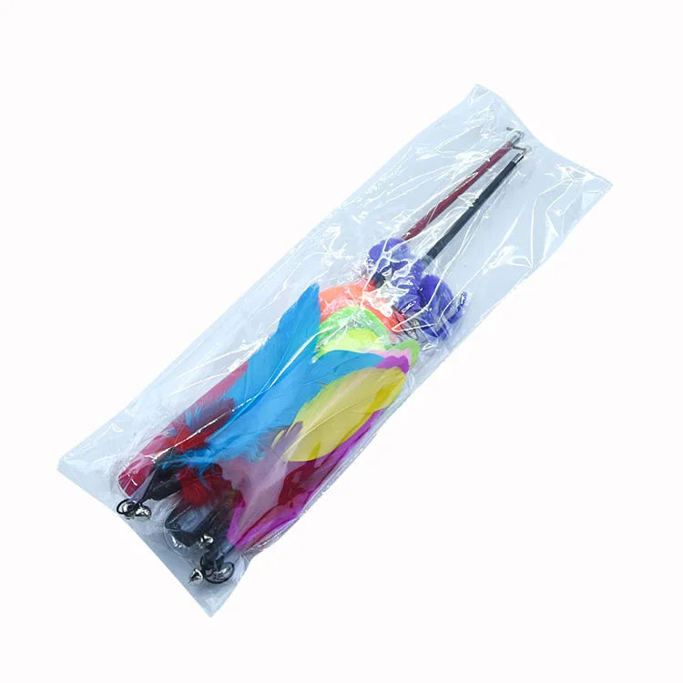 11-Piece Interactive Cat Feather Teaser Wand Toy Set