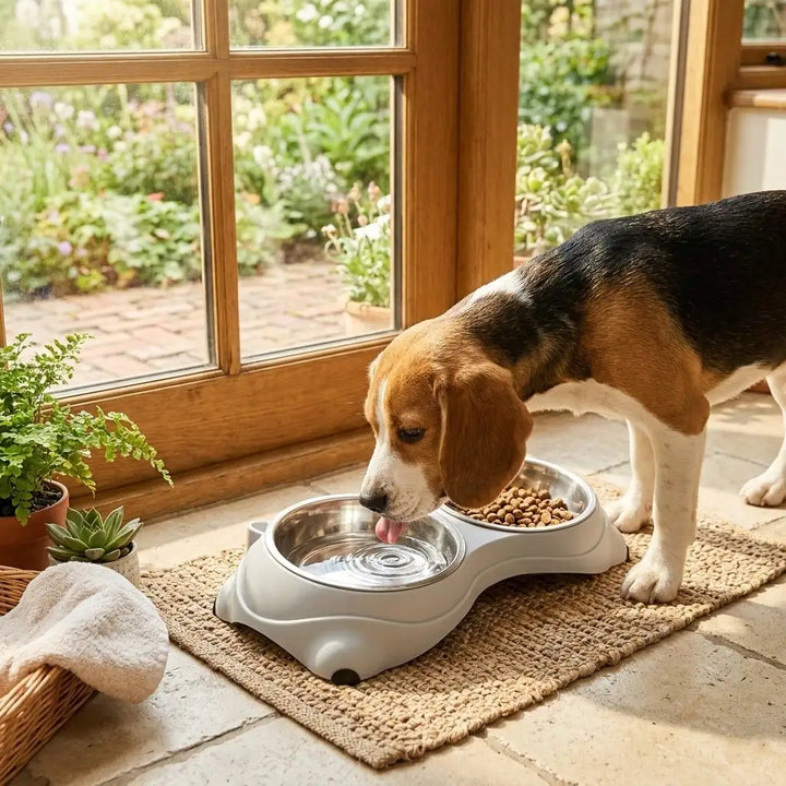 Gray Stainless Steel Dog and Cat Bowl for Travel