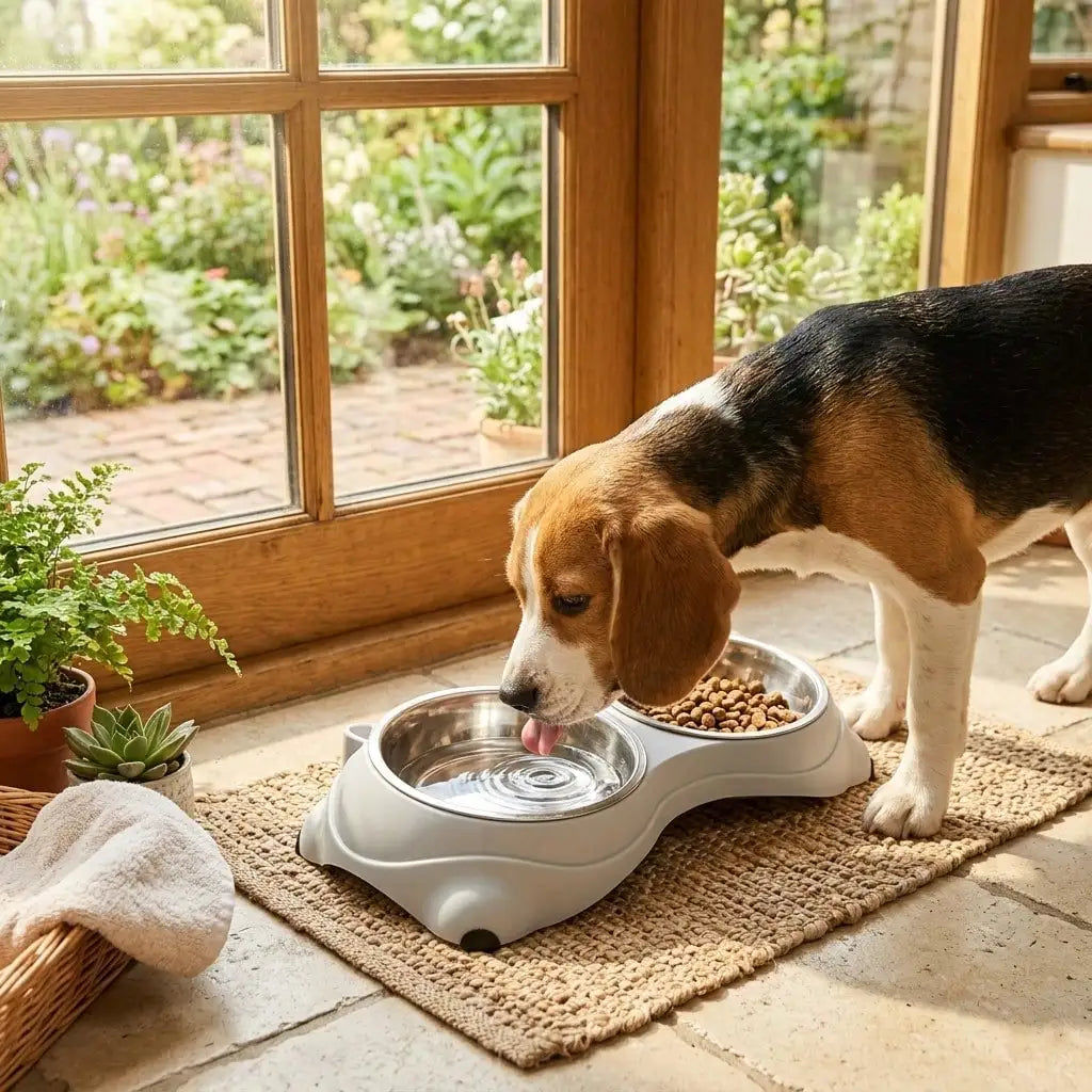 Gray Stainless Steel Dog and Cat Bowl for Travel