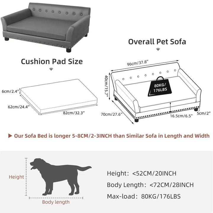 Large-Luxury Sofa Pet Bed – Cushioned & Durable