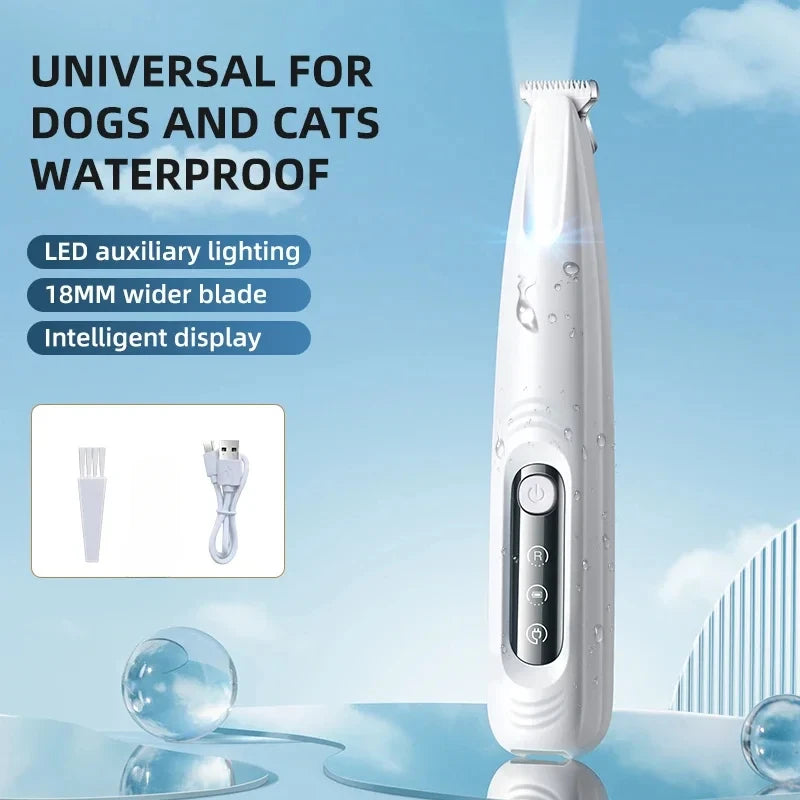 Rechargeable Dog Paw Trimmer with LED Light and Display