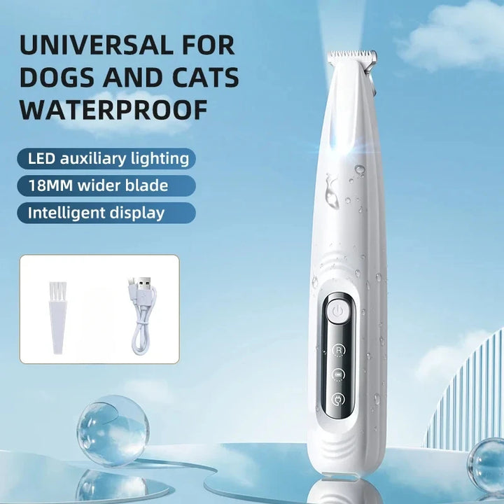 Rechargeable Dog Paw Trimmer with LED Light and Display