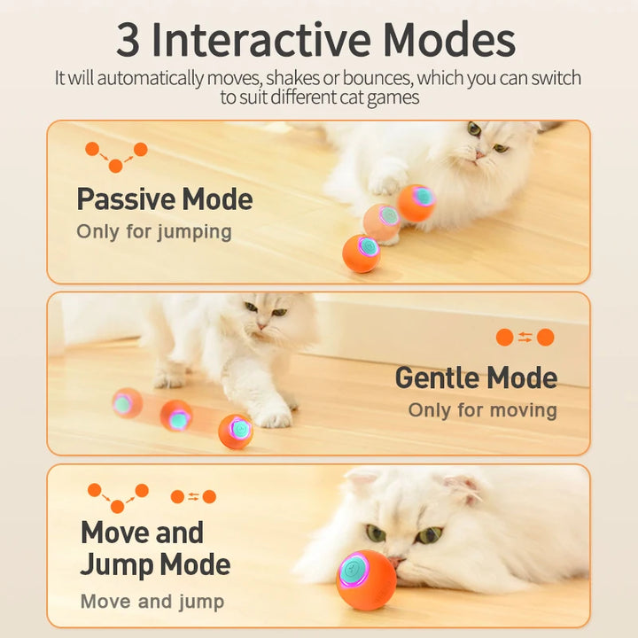 ROJECO Automatic Bouncing Ball Cat Toy with LED Lights