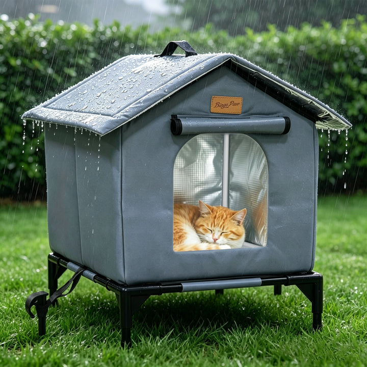 BingoPaw Insulated Outdoor Cat House Waterproof Shelter