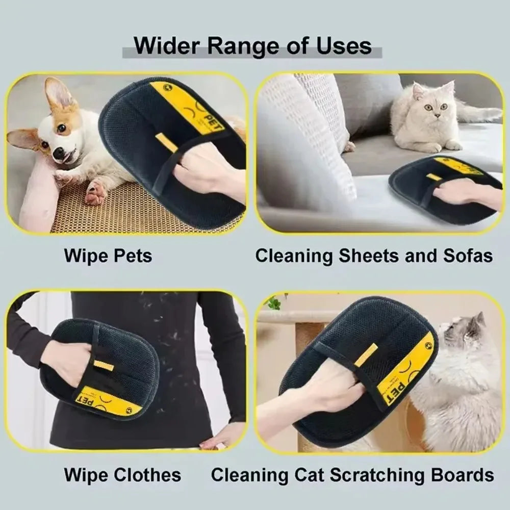 Portable Pet Hair Remover Gloves for Clothes and Furniture