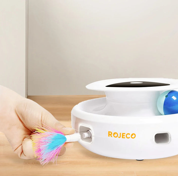 ROJECO 2-in-1 Interactive Cat Feather Ball Toy Set