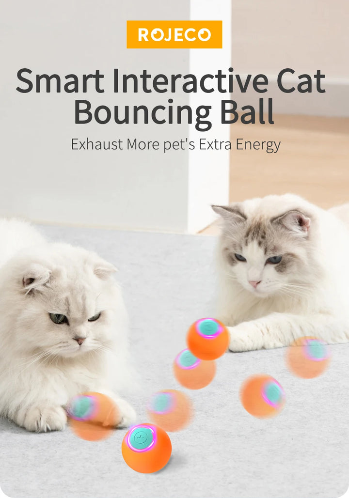 ROJECO Automatic Bouncing Ball Cat Toy with LED Lights