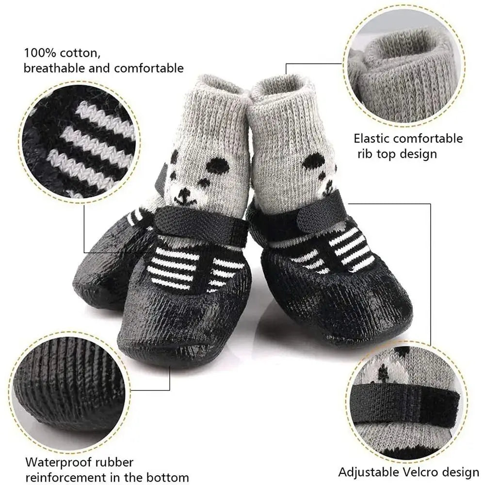 Waterproof Anti-Slip Pet Boots with Adjustable Drawstring