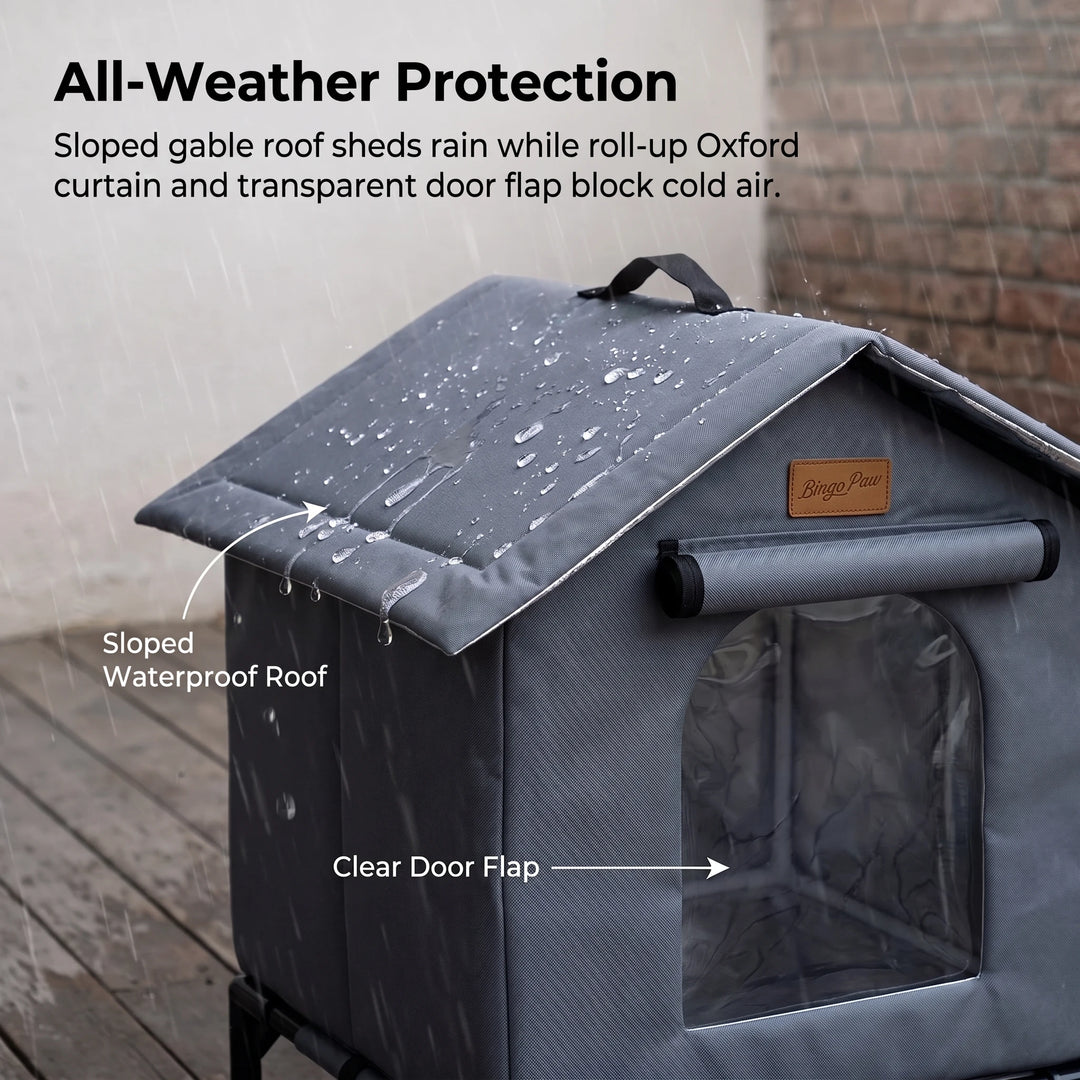 BingoPaw Insulated Outdoor Cat House Waterproof Shelter