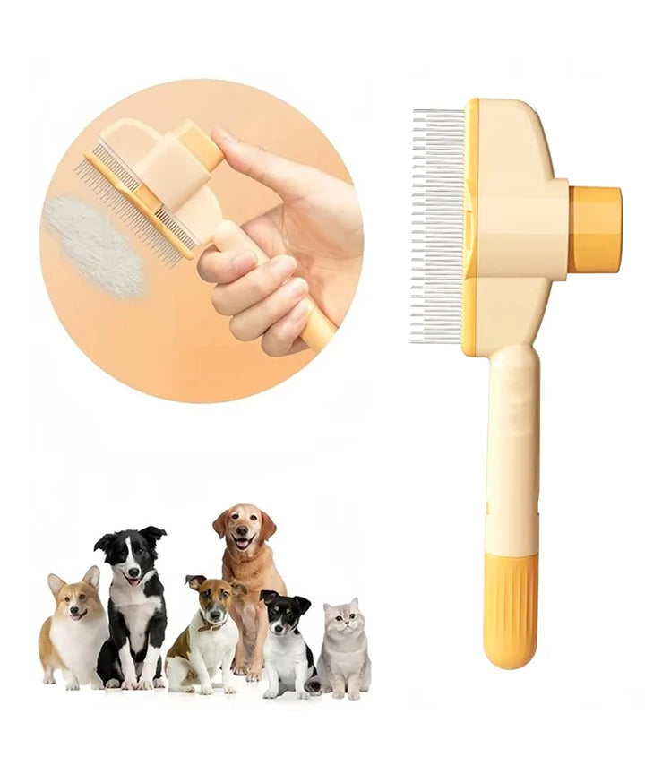 Yellow Self-Cleaning Slicker Brush for Dogs and Cats