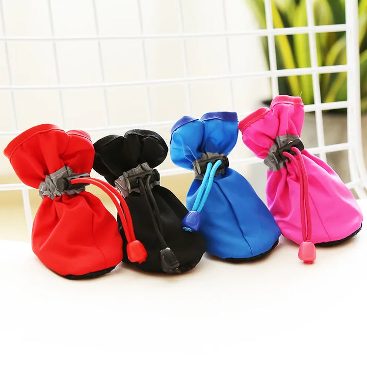 **4pcs Adjustable Anti-Slip Pet Shoes for Dogs & Cats**