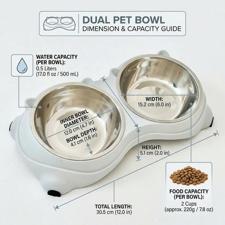 Gray Stainless Steel Dog and Cat Bowl for Travel