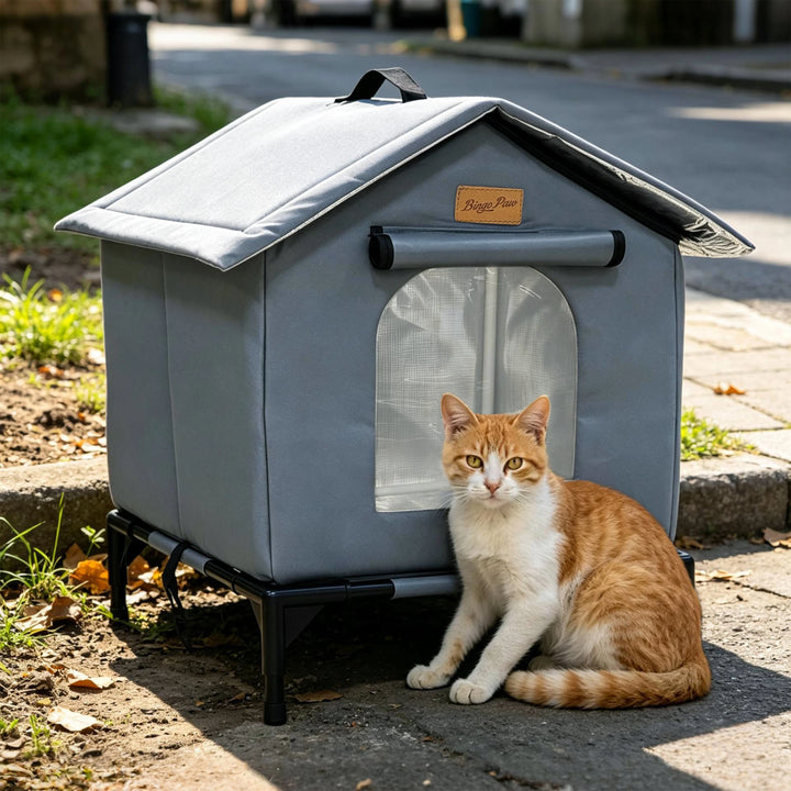 BingoPaw Insulated Outdoor Cat House Waterproof Shelter