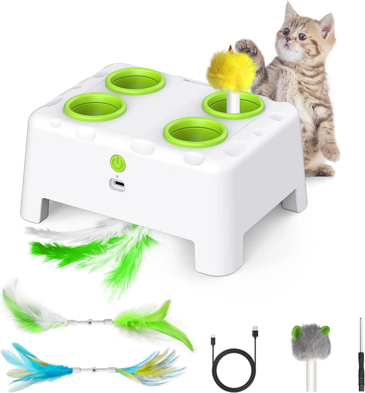 Rechargeable Whack a Mole Interactive Cat Toy for Pets