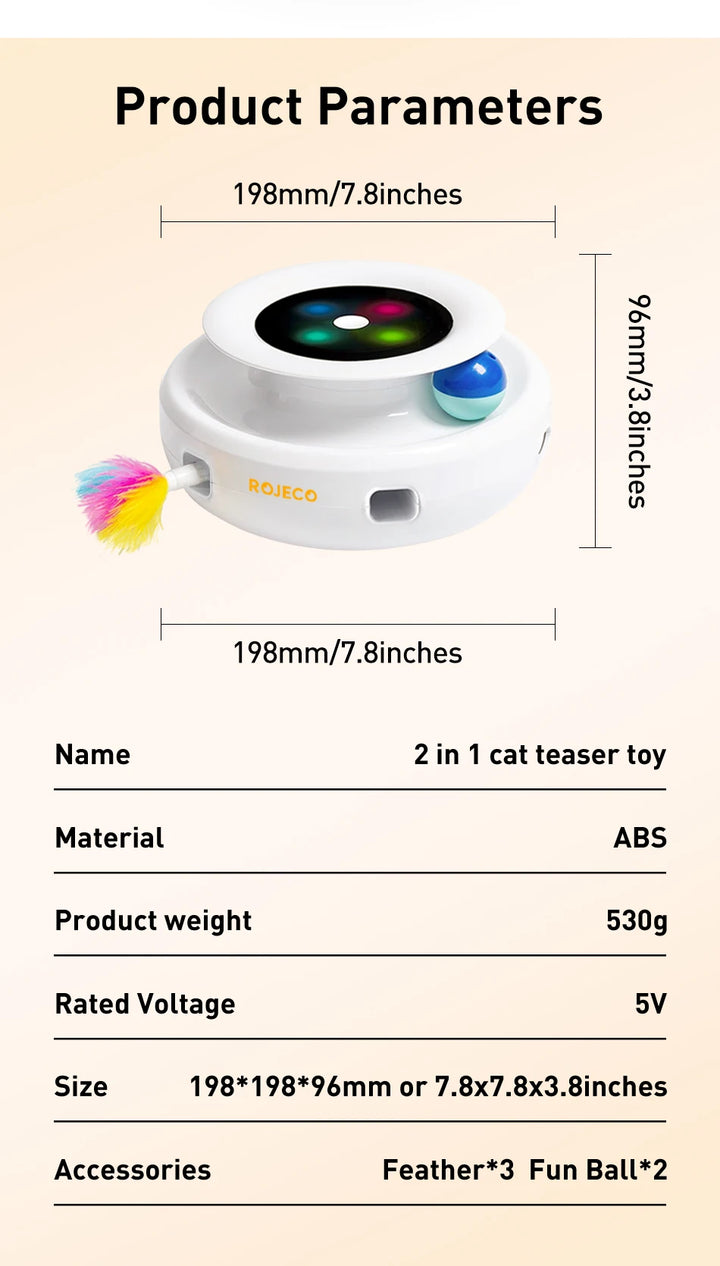 ROJECO 2-in-1 Interactive Cat Feather Ball Toy Set