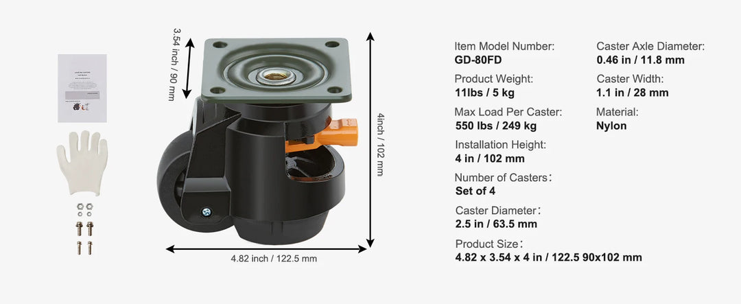 SucceBuy Heavy Duty Leveling Casters with Adjustable Feet