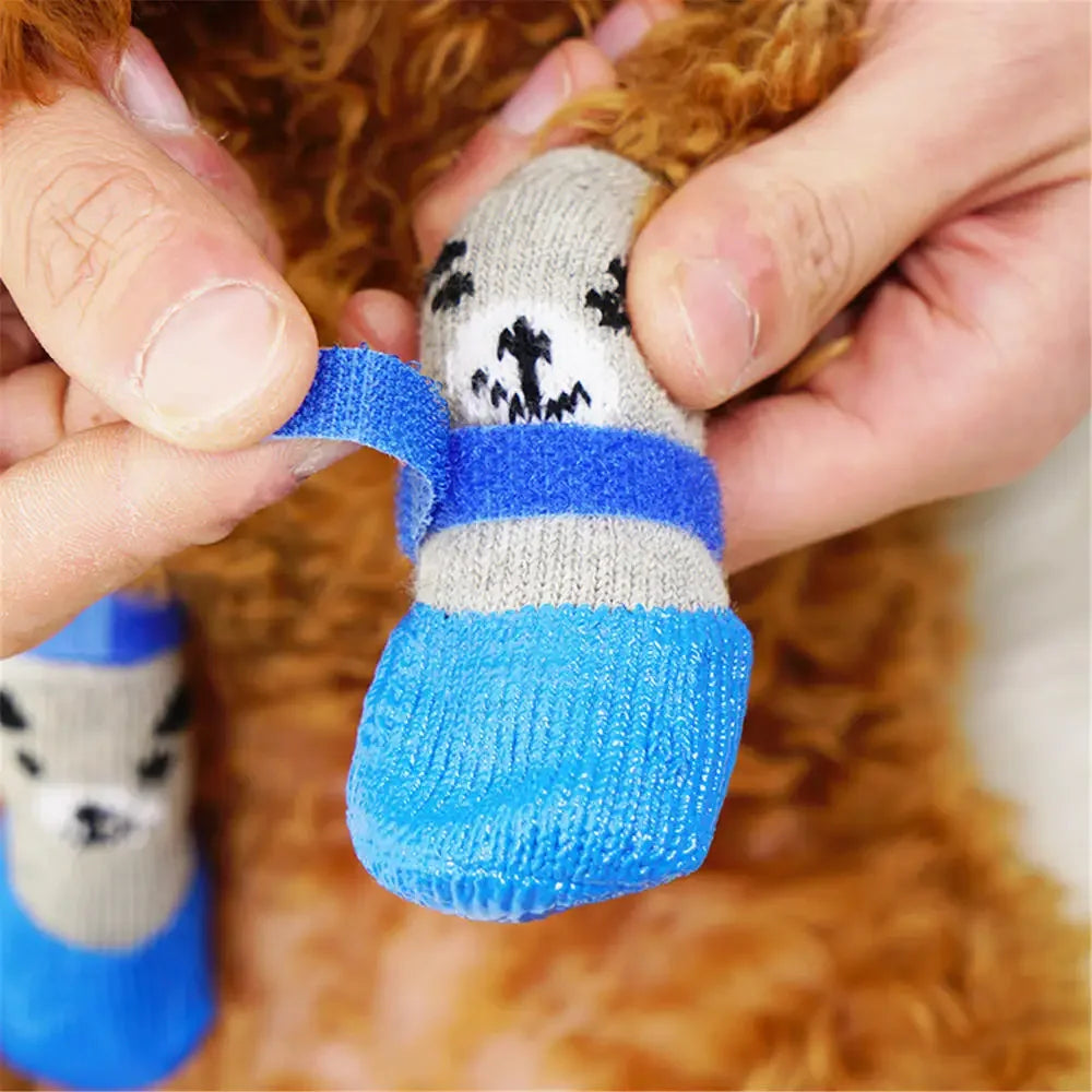 **Waterproof Anti-Scratch Knit Pet Socks for Small Dogs & Cats**