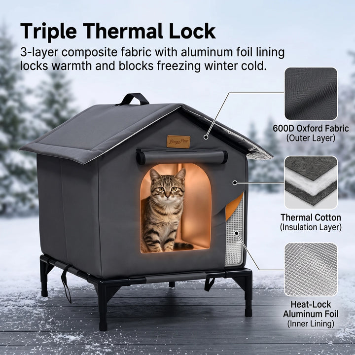 BingoPaw Insulated Outdoor Cat House Waterproof Shelter