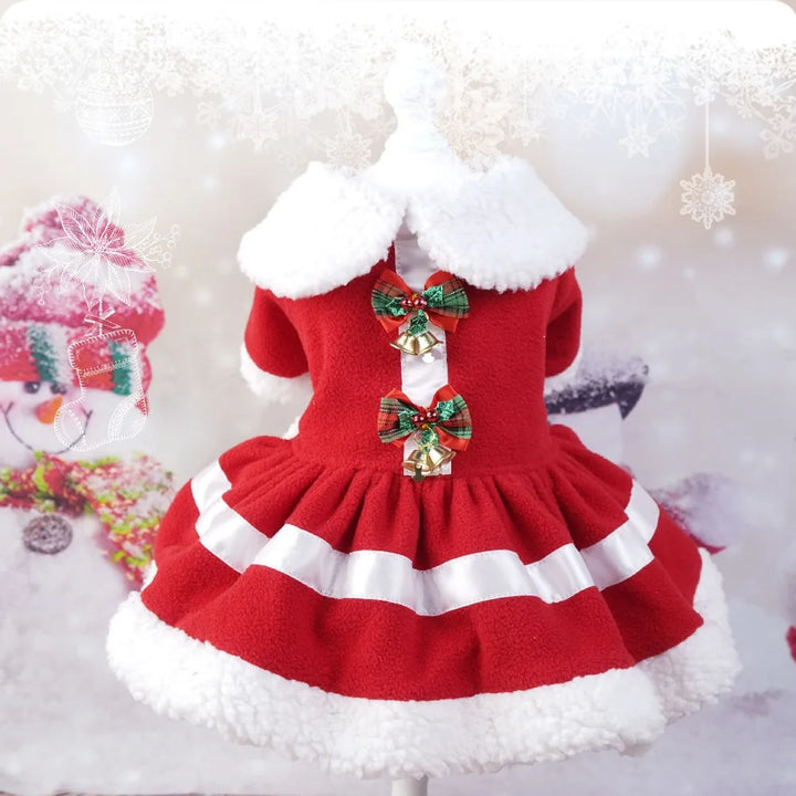 Cute Santa Claus Pet Dress – Soft Breathable Christmas Outfit for Dogs & Cats | Warm Winter Skirt for Puppies & Kittens