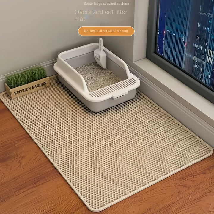 Large Waterproof Cat Litter Mat – Double Layer, Non-Slip, Washable Pad for Litter Boxes