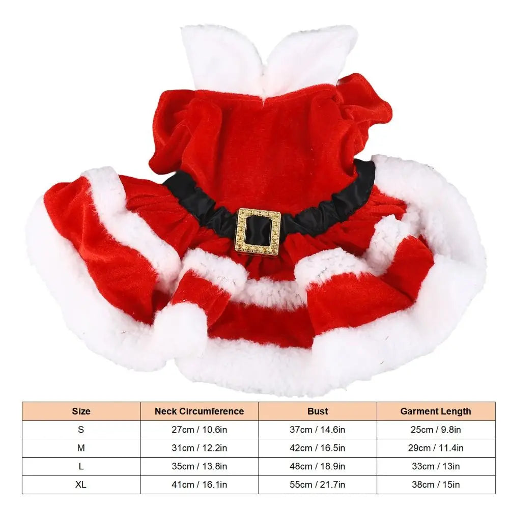Cute Santa Claus Pet Dress – Soft Breathable Christmas Outfit for Dogs & Cats | Warm Winter Skirt for Puppies & Kittens