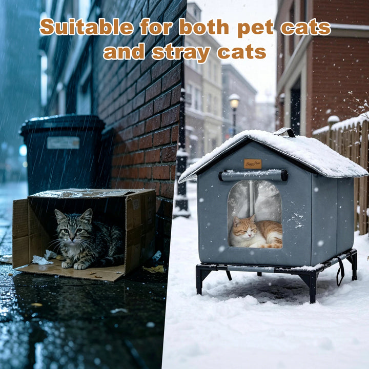 BingoPaw Insulated Outdoor Cat House Waterproof Shelter