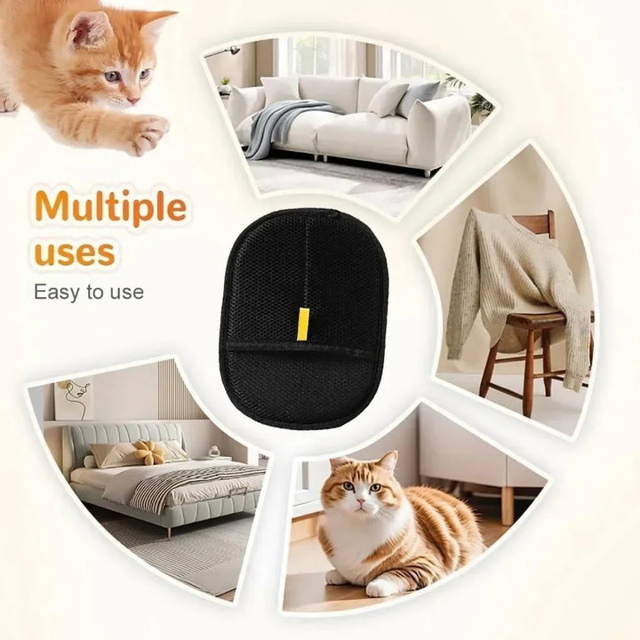 Double-Sided Pet Grooming Gloves and Hair Remover Mitt