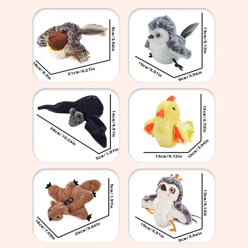 Interactive Flapping Bird Cat Toy with Chirping Sound Sparrow